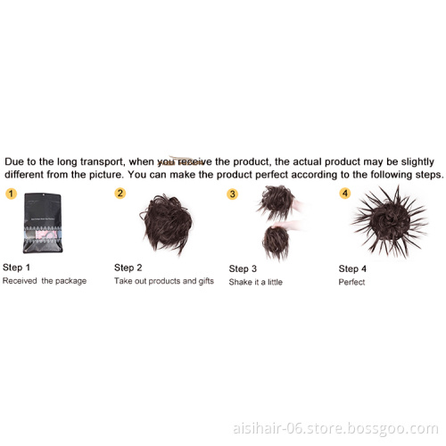 Aisi Hair Synthetic Donut Brown Chignon Curly Bun Pad Chignon Elastic Band Ribbon Ponytail Rope Rubber Hair Extension For Women